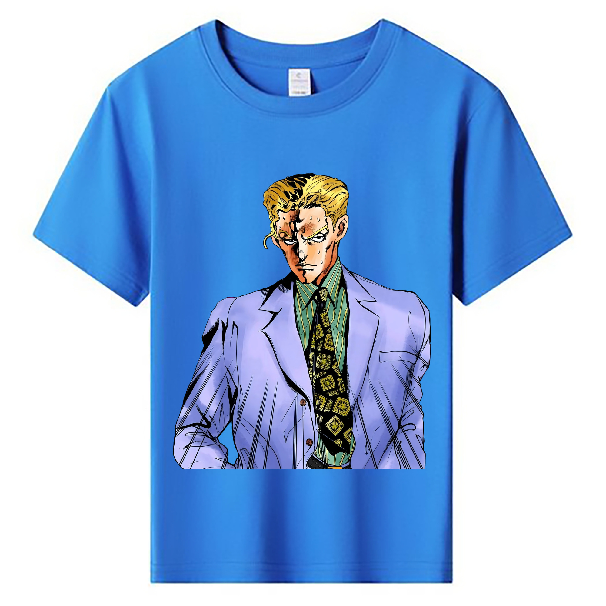 （画像用） ジョジョの奇妙な冒険 きら よしかげ JoJo's Bizarre Adventure Kira Yoshikage 綿100％キッズTシャツ（フロントプリント）